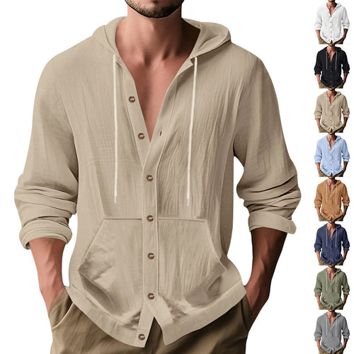 Herren lässiger Kapuzenpullover mit Knopfleiste und praktischen Taschen Echoarchiv