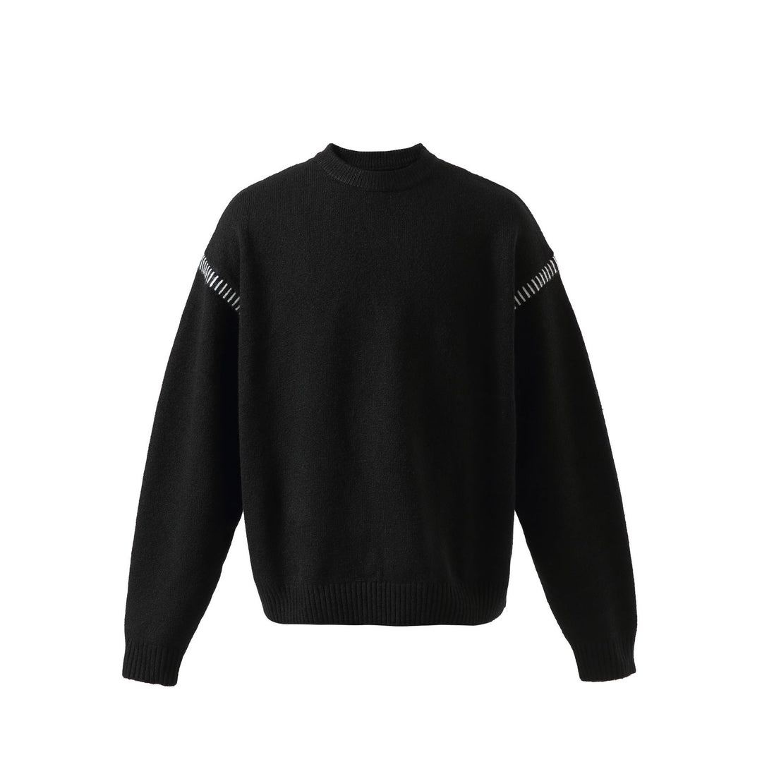 Damen Weicher Oversize Wollmix-Pullover mit Rundhalsausschnitt und dekorativer Schulternaht Echoarchiv