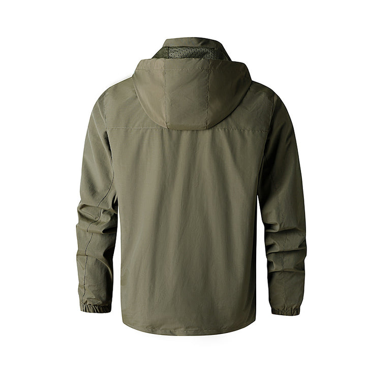 Herren Ultraleichte Allwetter-Outdoorjacke mit Kapuze atmungsaktivem Meshfutter und Reißverschlusstaschen Echo Archiv