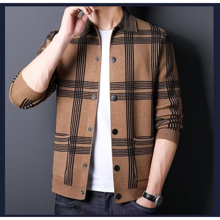 Herren Karierte Strickjacke mit modernem Schnitt Echoarchiv