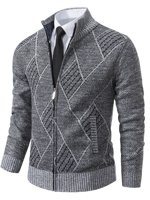 Herren Strickjacke mit modernem Zopfdesign und praktischem Reißverschluss Echoarchiv