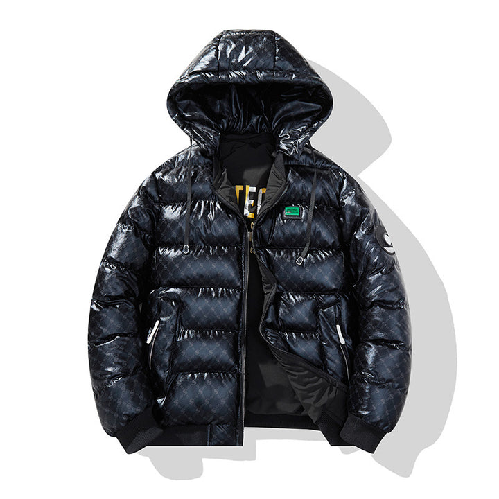 Herren Modische Steppjacke mit Kapuze und glänzendem Finish Echo Archiv