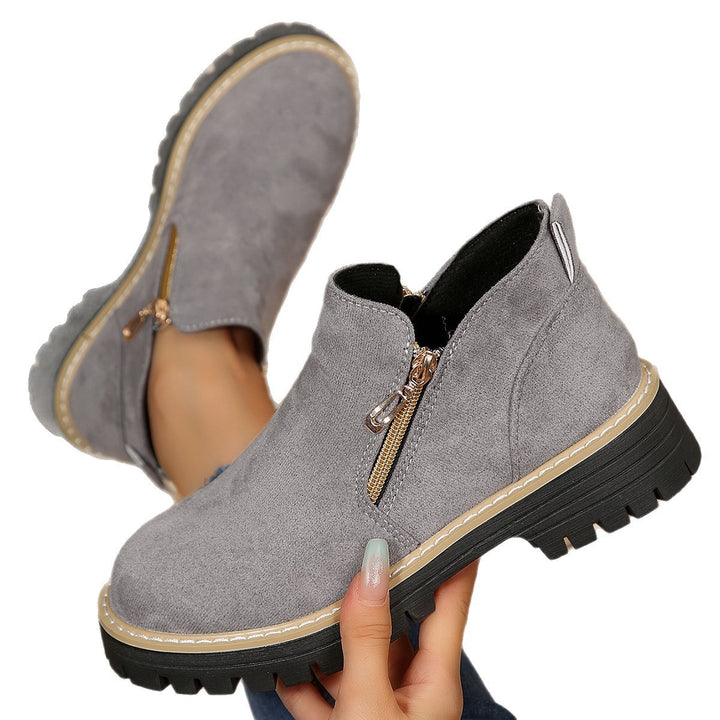Damen Ankle-Boots mit Profilsohle, seitlichem Reißverschluss und gepolstertem Komfortschaft – Varelle