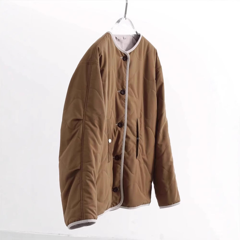 Damen Steppjacke ohne Kragen mit Oversize‑Silhouette und Kontrastpaspel Echo Archiv