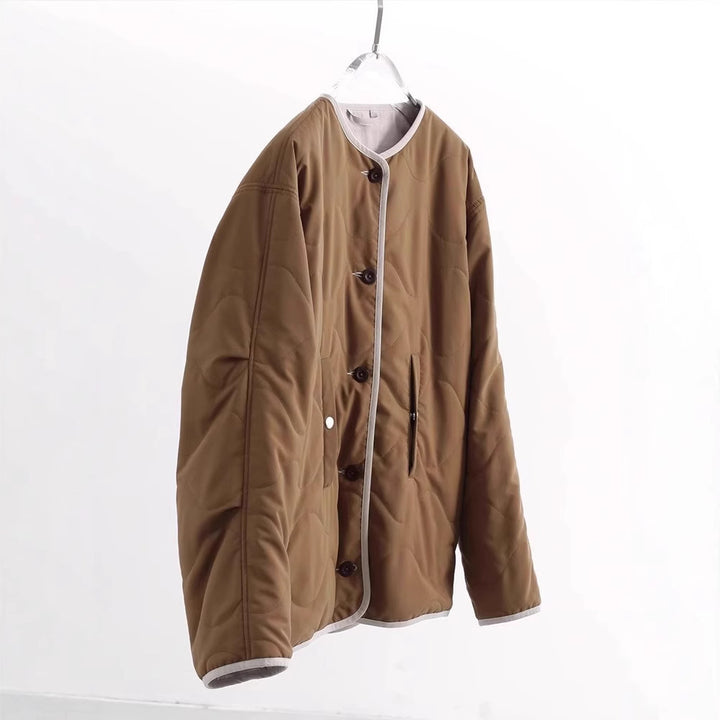 Damen Steppjacke ohne Kragen mit Oversize‑Silhouette und Kontrastpaspel Echo Archiv