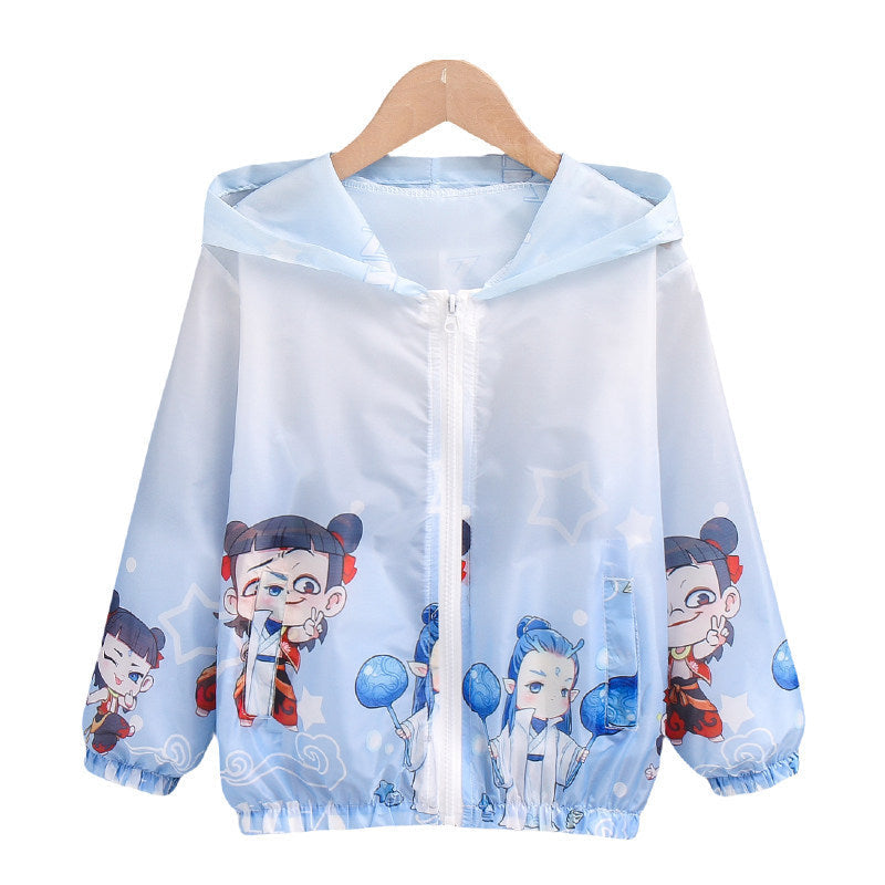 Unisex nan leichte Kinderregenjacke mit Kapuze und Cartoonmotiv wasserabweisend winddicht Echo Archiv