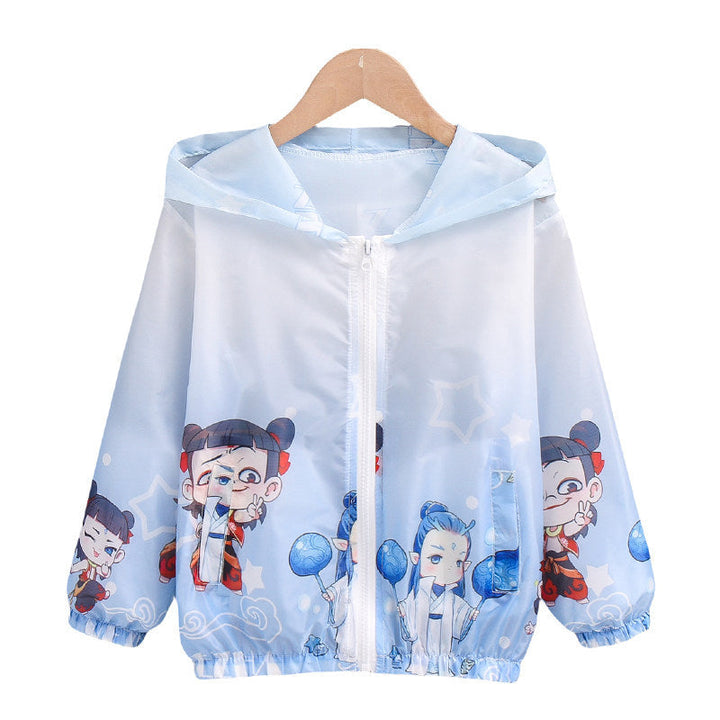 Unisex nan leichte Kinderregenjacke mit Kapuze und Cartoonmotiv wasserabweisend winddicht Echo Archiv