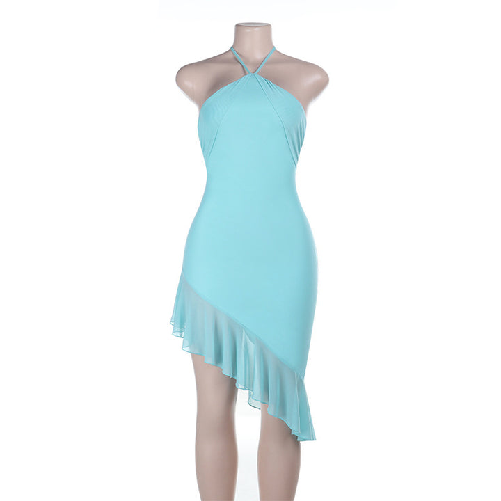 Damen schulterfreies Wickelkleid mit asymmetrischem Rüschensaum und tiefem Ausschnitt Echo Archiv
