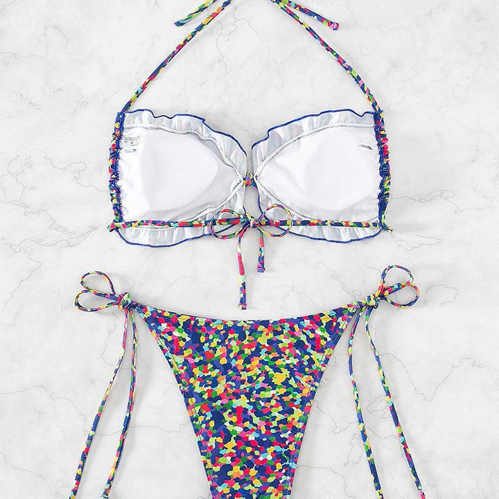 Damen Triangel-Bikini-Set mit floralem Muster und verstellbaren Trägern Echo Archiv