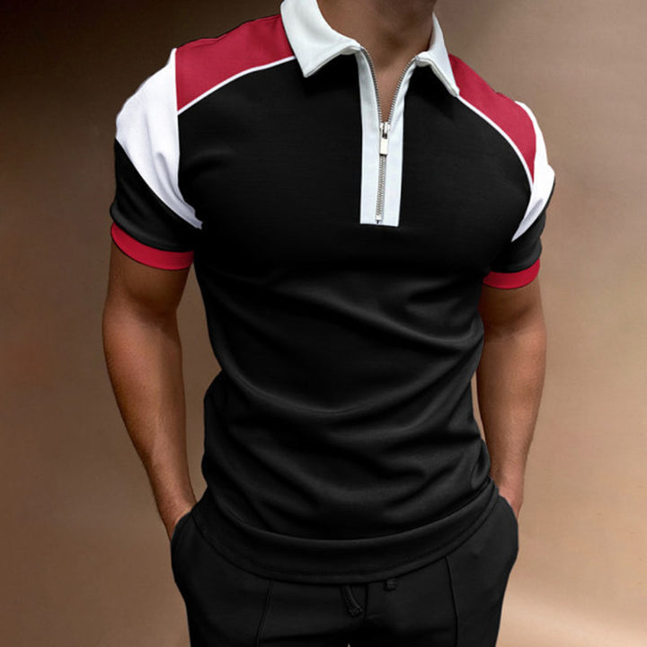Herren Stilvolles Kurzarm Zip Polo Shirt Echoarchiv