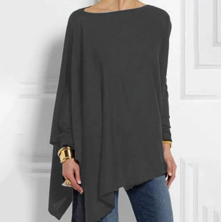 Damen nan drapierte Oversize-Tunika mit schrägem Zipfelsaum und weiten Fledermausärmeln Echo Archiv