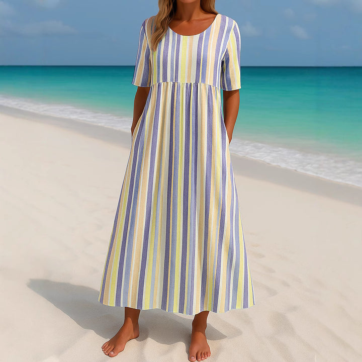 Damen lässiges Maxikleid mit hellen Streifen Echo Archiv