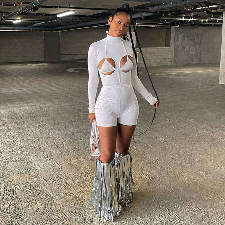 Damen modisches Sport-Set mit High-Neck-Oberteil und Figurbetonter Hose Echo Archiv