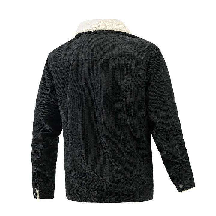Herren Cordjacke im Trucker‑Stil mit Sherpa‑Futter und Pattentaschen – Taviero