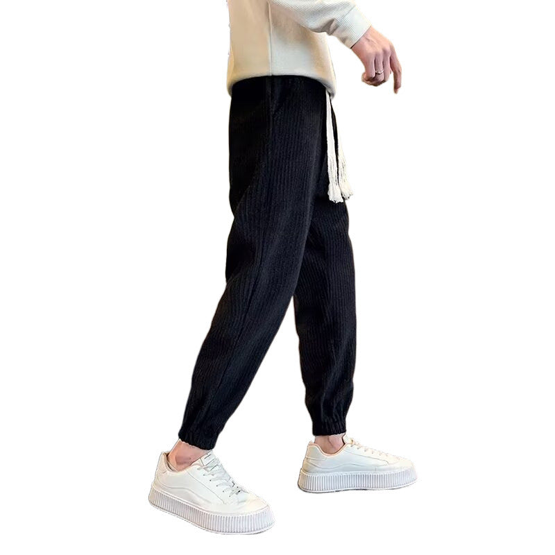 Herren Gerippte Relax-Jogginghose mit Tunnelzug, Eingrifftaschen und elastischen Saumabschlüssen Echoarchiv