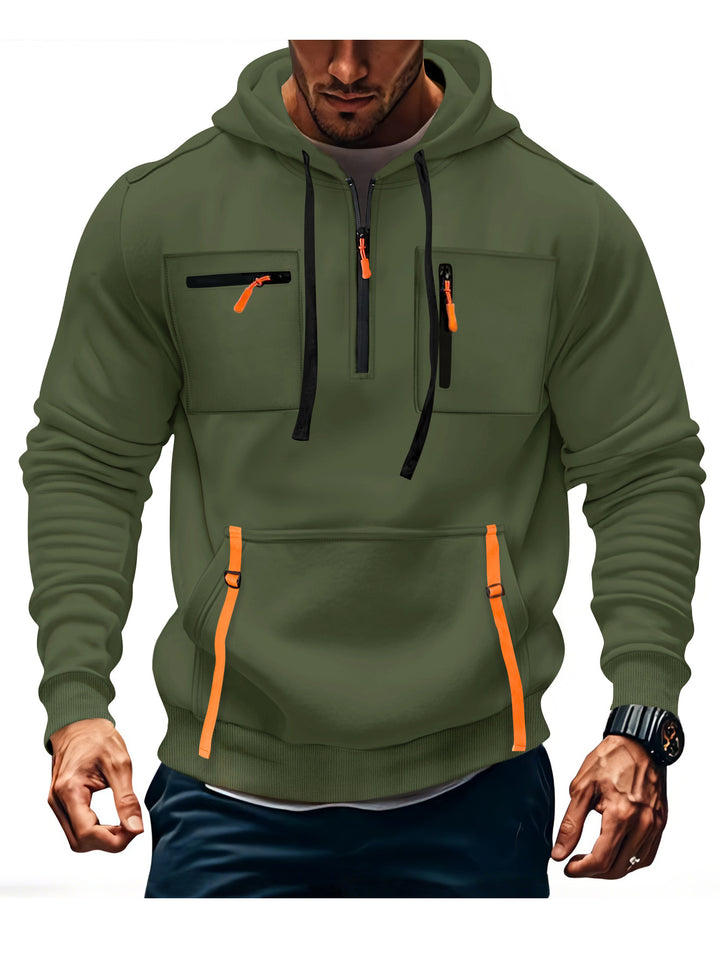 Herren modischer Kapuzenpullover mit funktionalen Reißverschlusstaschen Echoarchiv