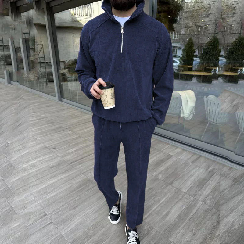 Herren lässiger Reißverschluss-Pullover mit passender Jogginghose Echoarchiv