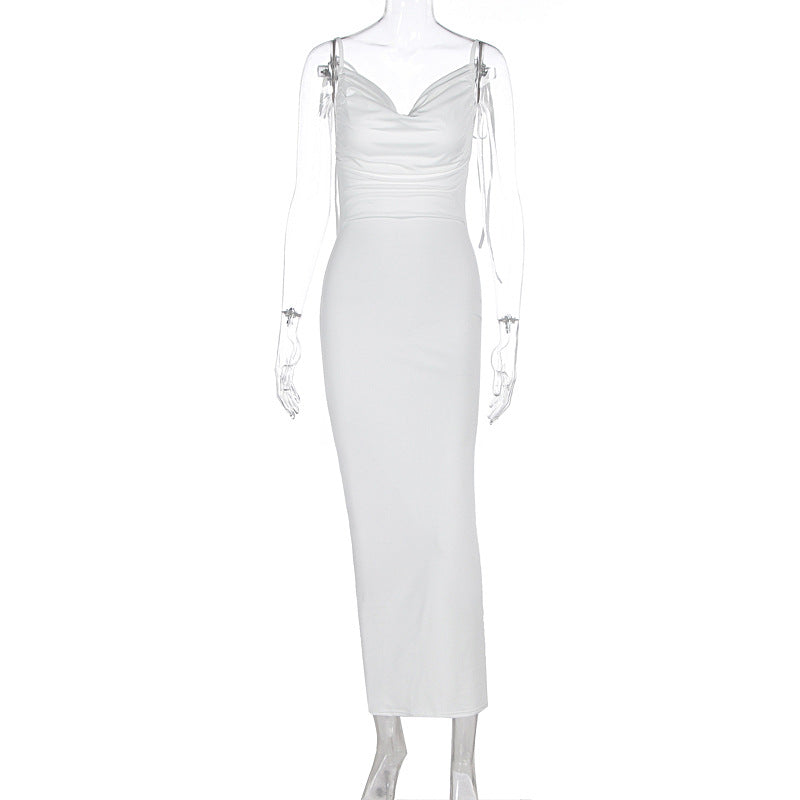 Damen Elegantes Maxikleid mit gerafftem Oberteil und verstellbaren Trägern Echo Archiv