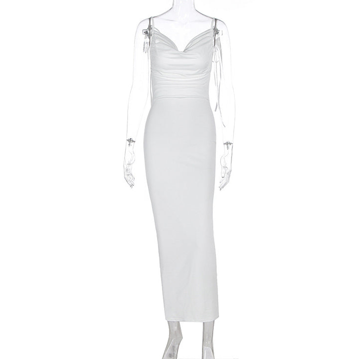 Damen Elegantes Maxikleid mit gerafftem Oberteil und verstellbaren Trägern Echo Archiv