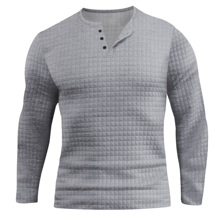 Herren Langarmshirt mit strukturierter Waffeloptik und Knopfleiste Echoarchiv