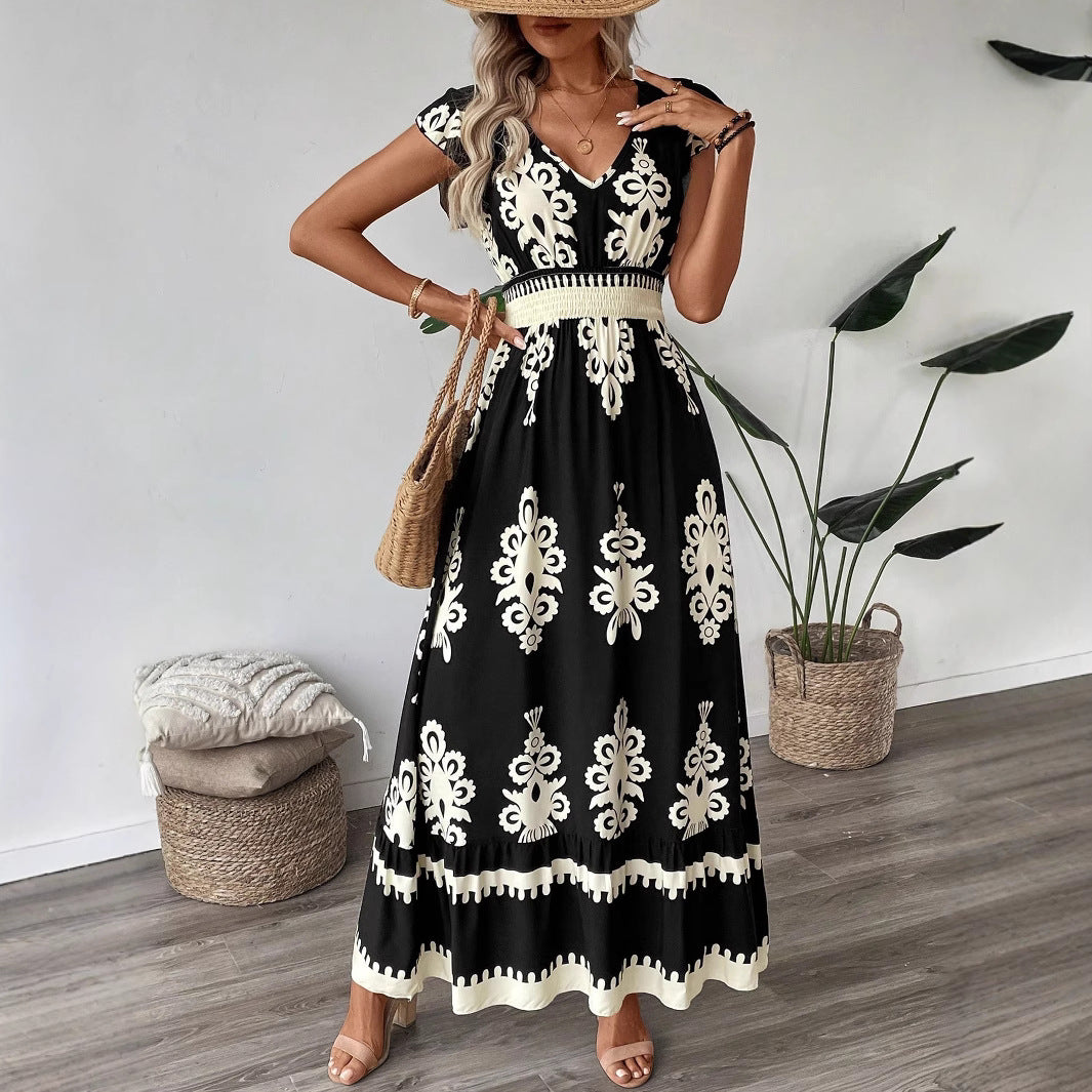 Damen Elegantes Maxikleid mit faszinierendem Musterdruck Echo Archiv