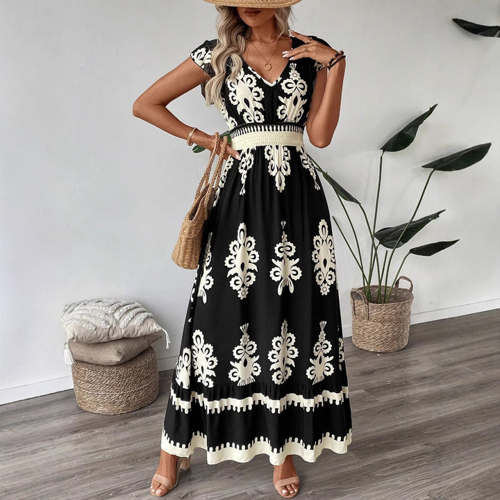 Damen Elegantes Maxikleid mit faszinierendem Musterdruck Echo Archiv