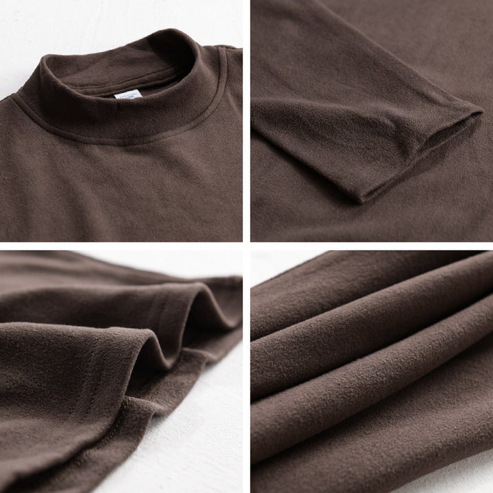 Herren Langärmeliges Feines Baumwollshirt mit Stehkragen und Relaxed-Fit Echoarchiv