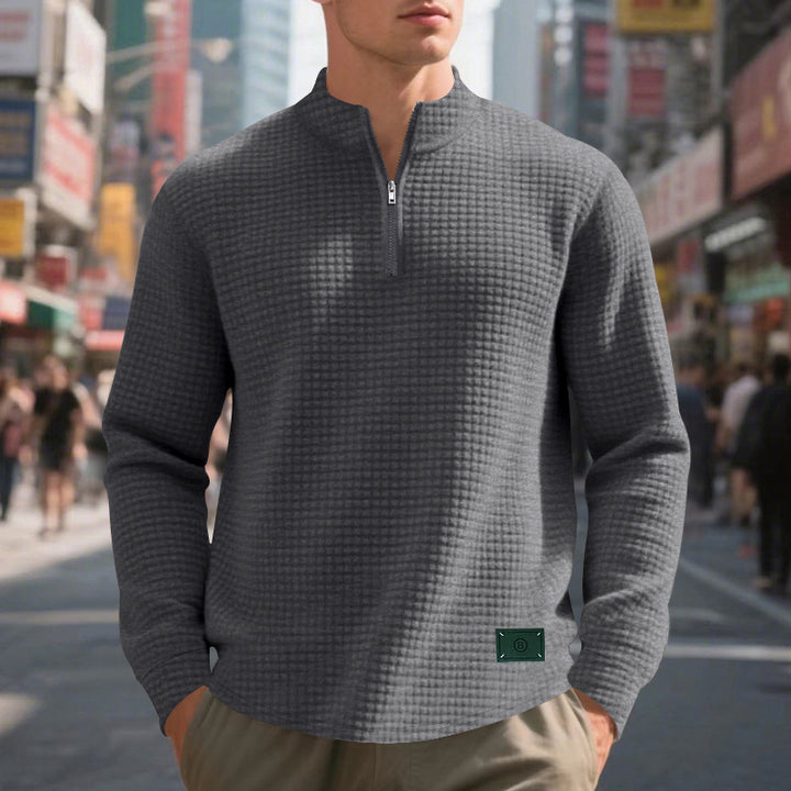 Herren Pullover mit strukturiertem Design und hochschließendem Kragen Echoarchiv