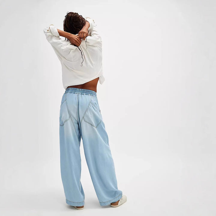 Damen nan weite Lyocell-Hose mit elastischem Kordelbund und großen aufgesetzten Fronttaschen Echo Archiv