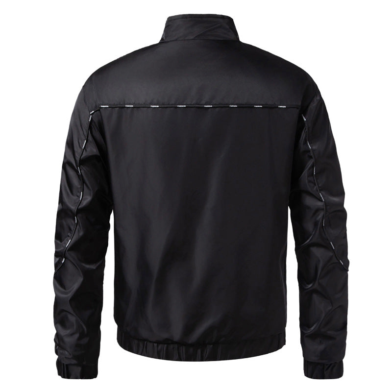 Herren Leichte Utility-Bomberjacke mit Pattentaschen, Stehkragen und elastischem Saum Echo Archiv