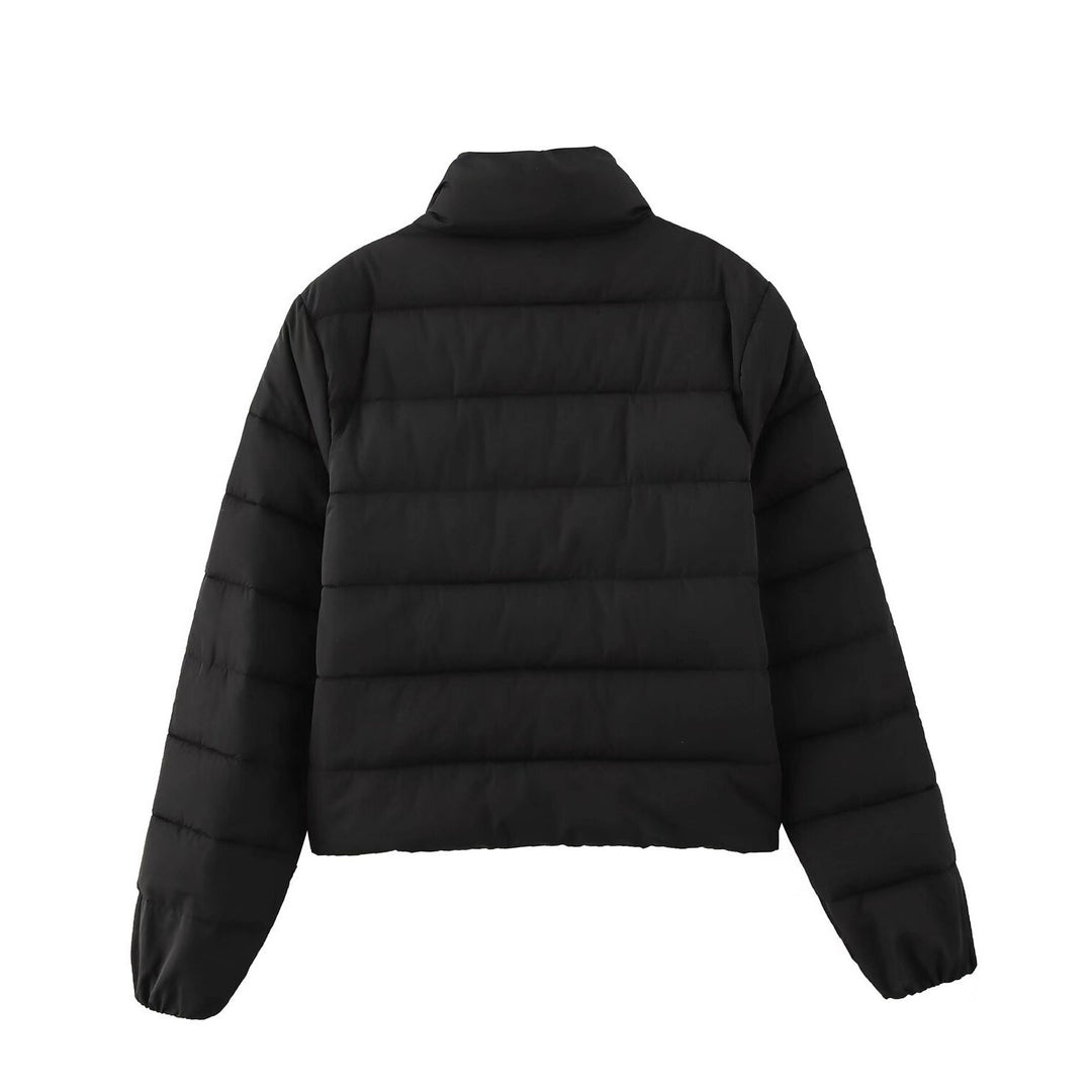 Damen Kurze gesteppte Jacke mit Stehkragen, Reißverschluss und elastischen Bündchen Echo Archiv