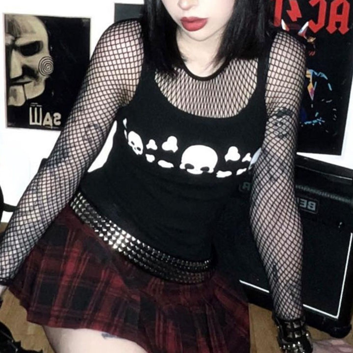 Damen Tanktop mit auffälligem Totenkopf-Design Echo Archiv