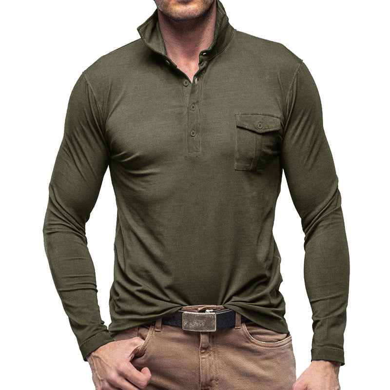 Herren Langarm Poloshirt mit modernem Stehkragen Echoarchiv