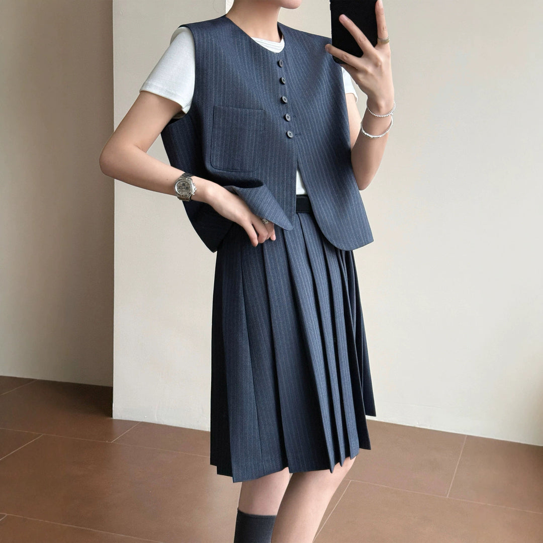 Damen Elegante Blazer-Weste mit gestreiftem Design Echoarchiv