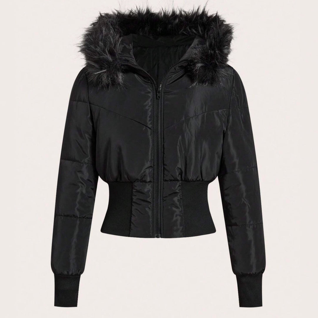 Damen kuschelige Kapuzenjacke mit abnehmbarem Kunstfell Echoarchiv