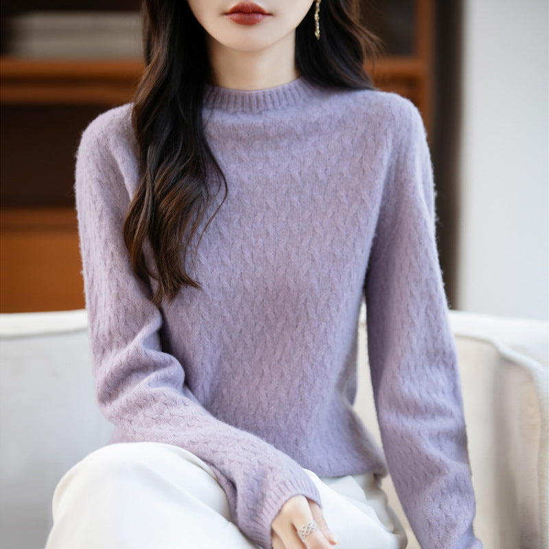 Damen Weicher Feinstrick‑Pullover mit kurzem Mockneck, leichter Mohair‑Optik und entspannter Silhouette Echoarchiv