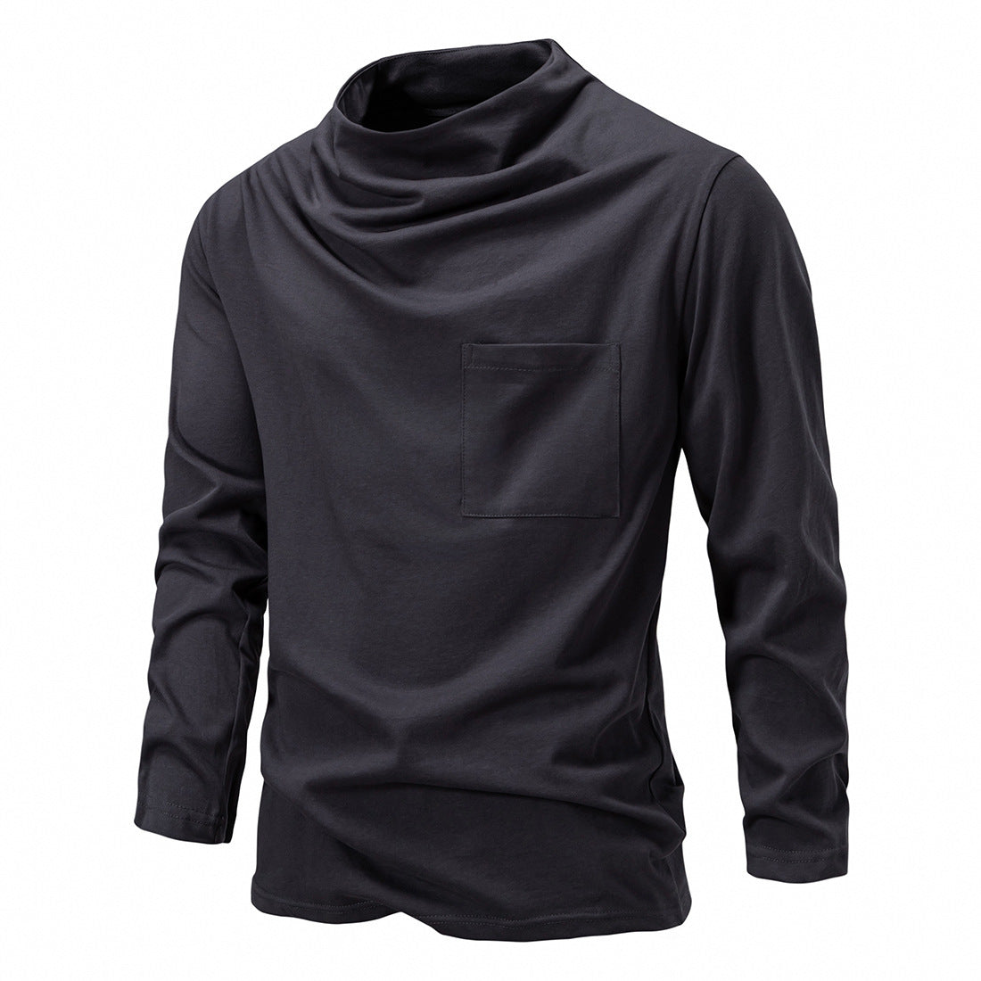Herren Langarmshirt mit Wasserfallkragen und Brusttasche Echo Archiv