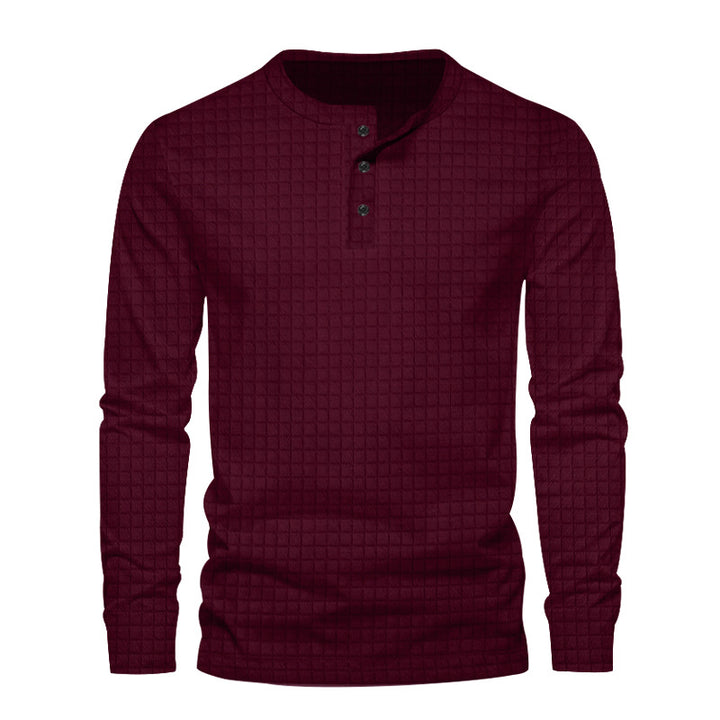 Herren langärmliges Henley-Shirt mit modischem Strukturdesign Echoarchiv