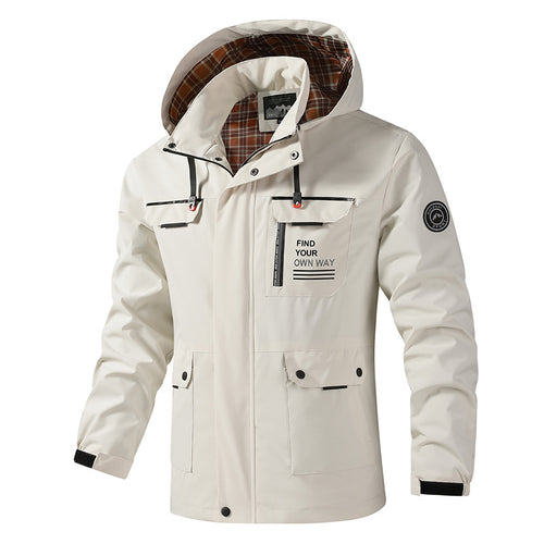 Herren Wasserfeste Outdoor-Jacke mit verstellbarer Kapuze