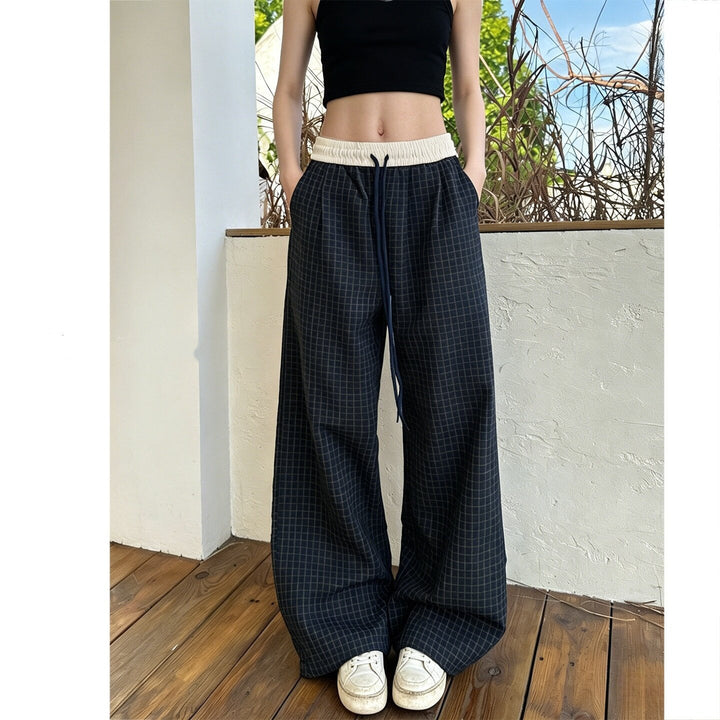 Damen Lässige Karohose mit elastischem Bund Echoarchiv