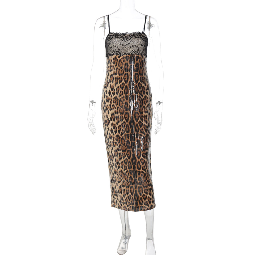 Damen Elegantes und verführerisches Leopardenspitzenkleid Echo Archiv