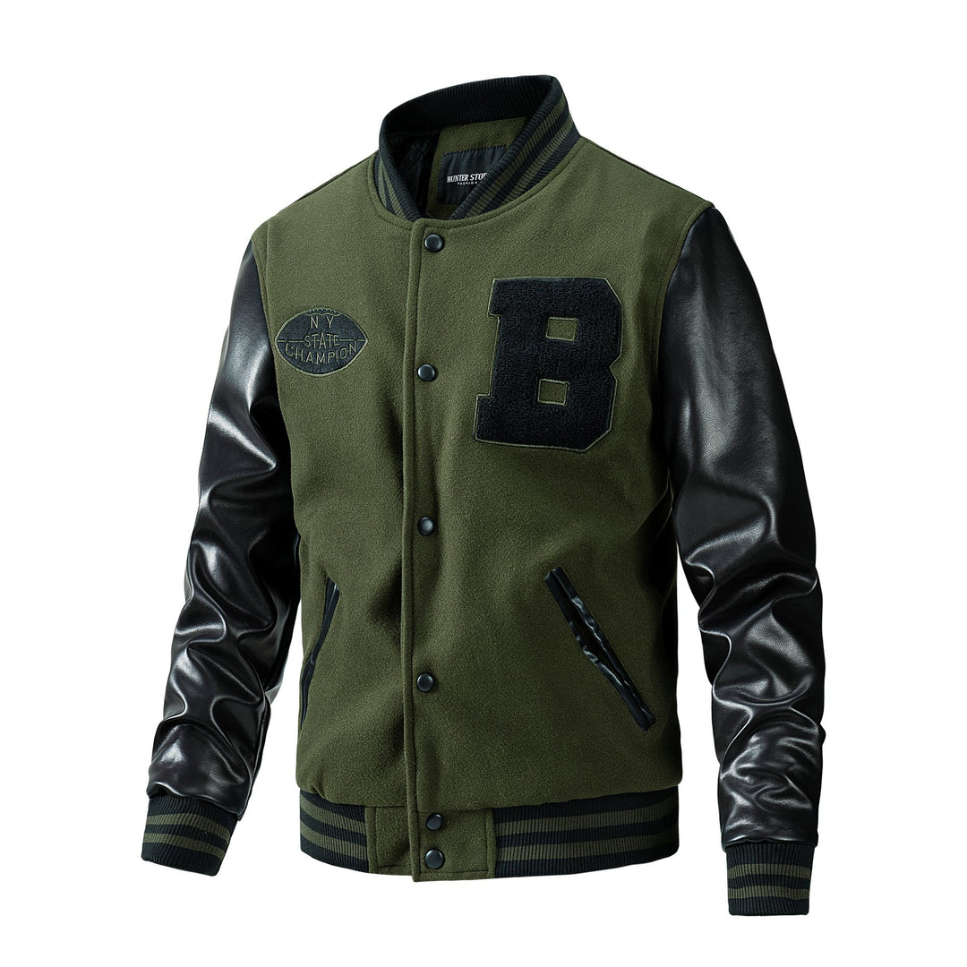 Herren stylische Collegejacke mit Lederärmeln Echo Archiv