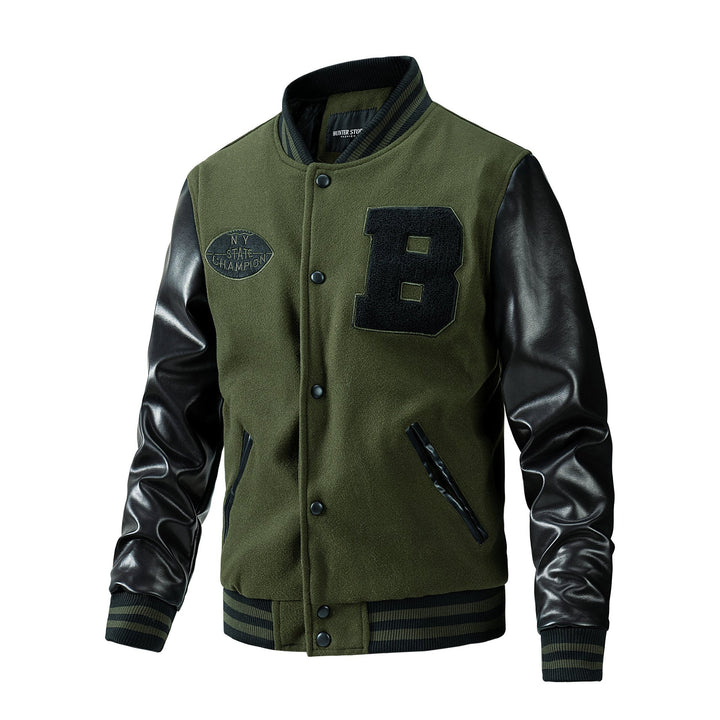 Herren stylische Collegejacke mit Lederärmeln Echo Archiv