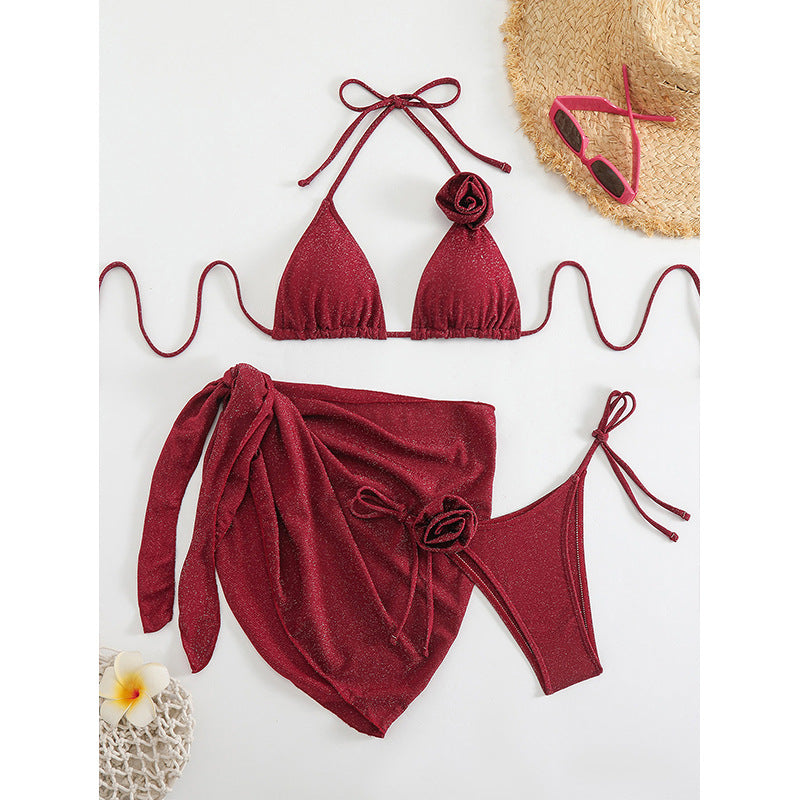 Damen Glitzernder Triangel-Bikini mit elegantem Wickelrock Echo Archiv