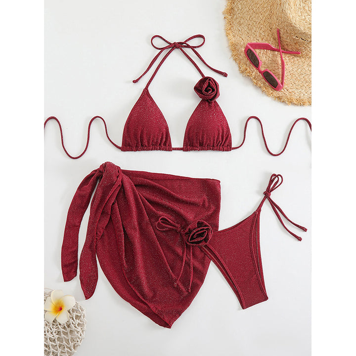 Damen Glitzernder Triangel-Bikini mit elegantem Wickelrock Echo Archiv