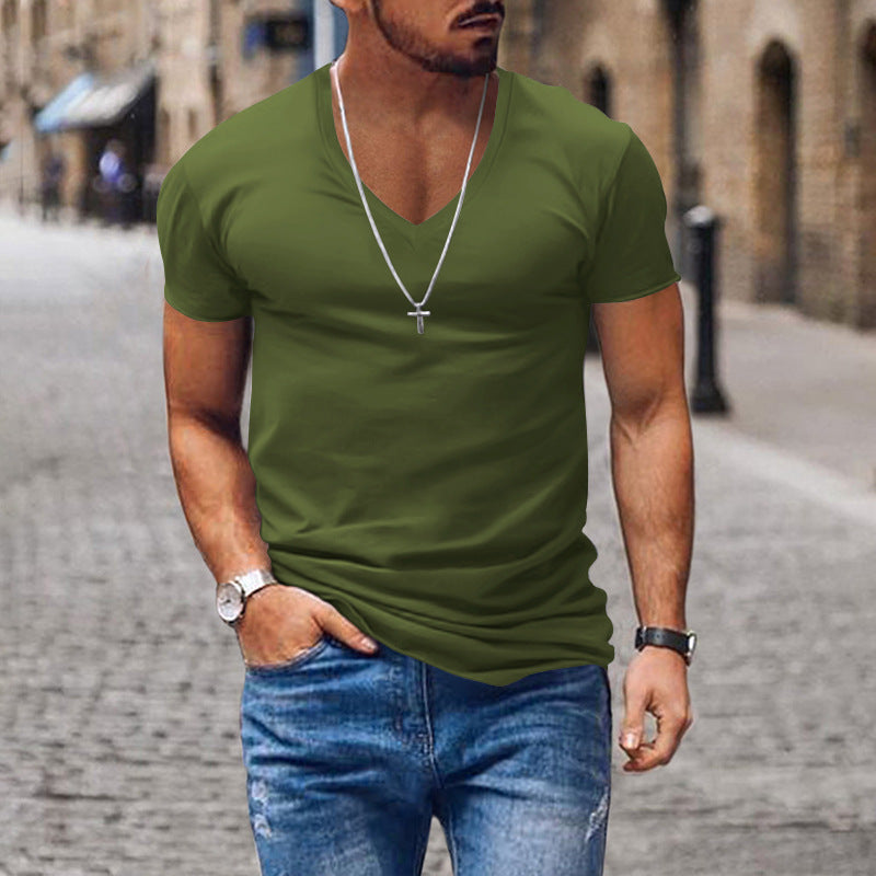 Herren lässiges V-Ausschnitt T-Shirt Echoarchiv