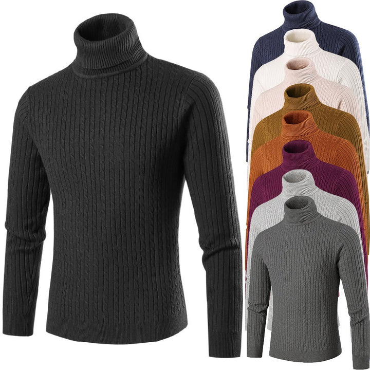 Herren modischer Rollkragenpullover aus strukturiertem Strick Echoarchiv