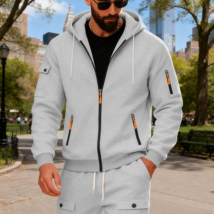 Herren sportlicher Kapuzenpullover mit modischen Schnellverschlüssen und praktischen Taschen – Cavarno