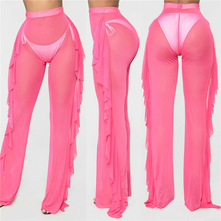 Damen transparente Strandhose mit asymmetrischem Rüschenbesatz Echo Archiv