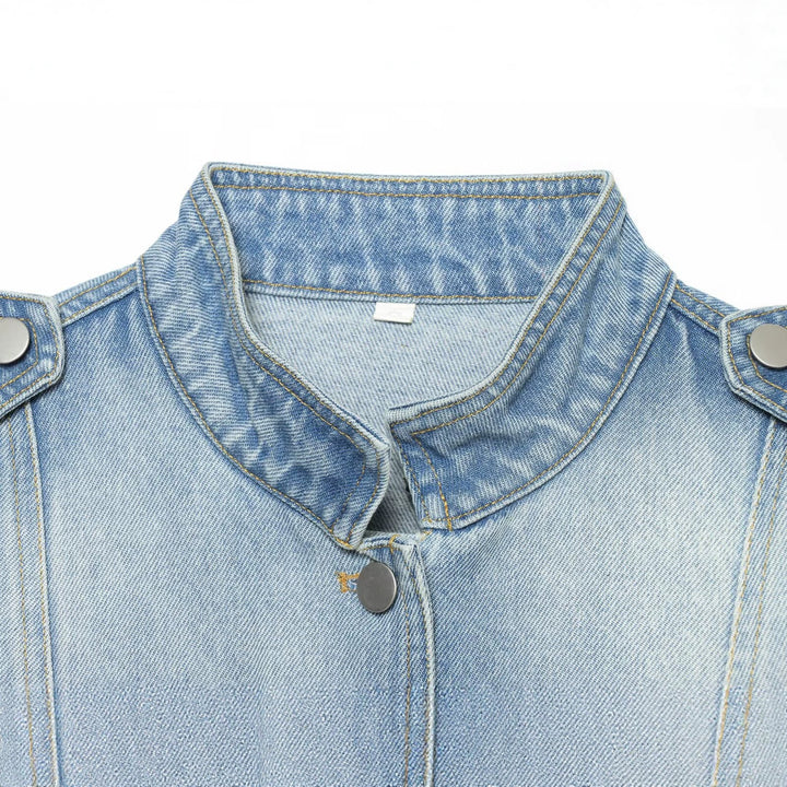 Damen Jeans-Kurzjacke im Utility-Stil mit Schulterklappen Echo Archiv